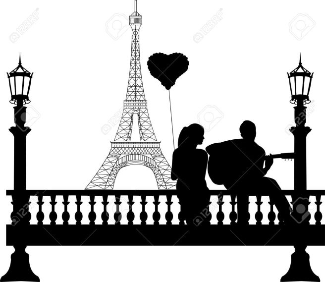 17314631-Couple-in-love-on-Valentine-s-Day-where-a-guy-plays-guitar-girl-in-front-of-Eiffel-tower-in-Paris-si-Stock-Vector